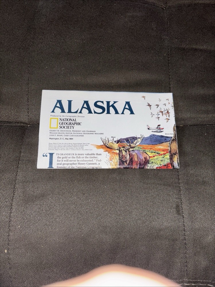 ALASKA LARGE WALL MAP PHYSICAL & POLITICAL National Geographic May 1994 Poster