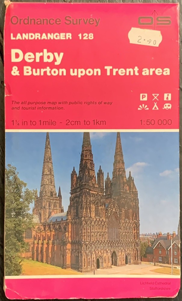 OS Ordnance Survey Landranger Map 1985, Sheet 128, DERBY & BURTON UPON TRENT