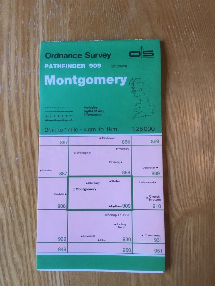 1987 Ordnance Survey Pathfinder Map 909 SO 29/39 Montgomery (incl Churchstoke )
