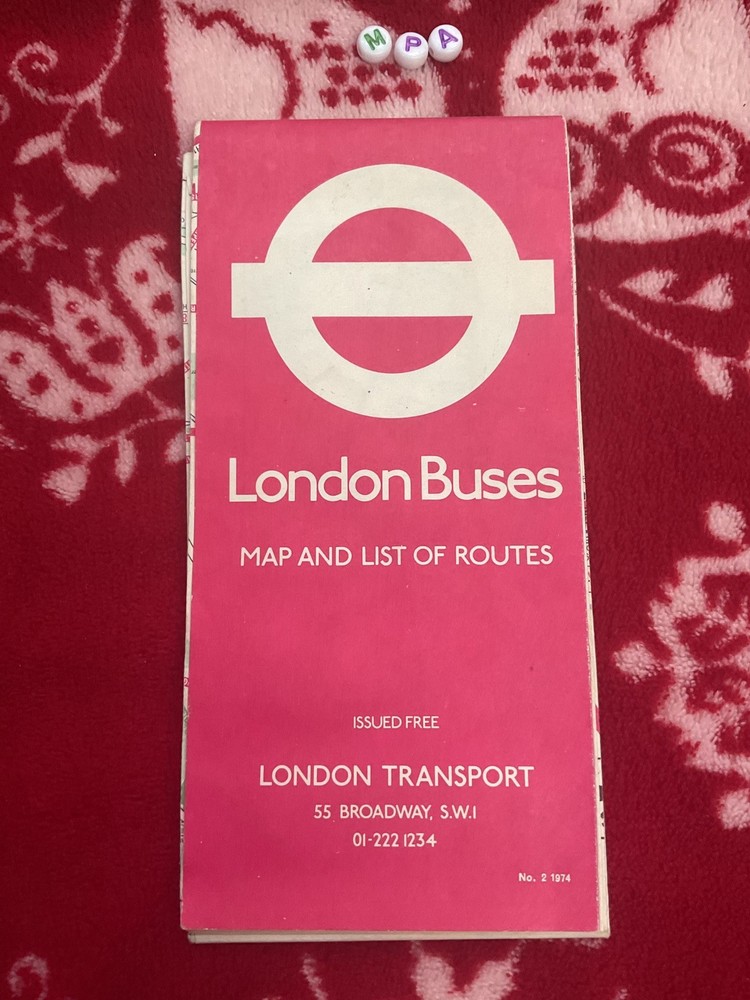 London Buses Fold Out Vintage Map & List Of Routes London Transport 1974