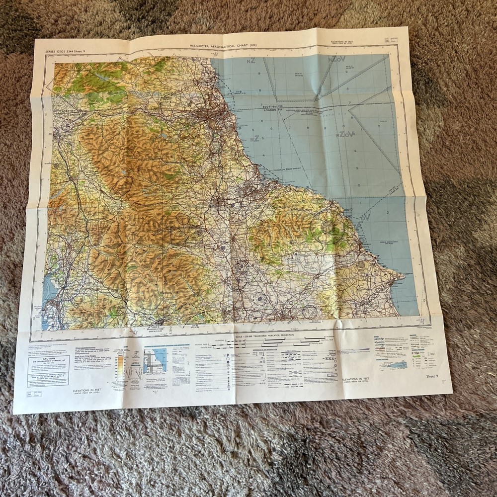1990 HELICOPTER AERONAUTICAL CHART (UK), Sheet 9, GSGS 5344 Edition 9
