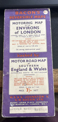 1950 Vintage Bacon’s Reversible Maps No 1 London Southern England Wales Motors