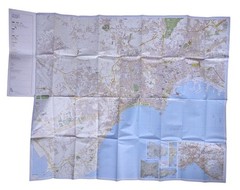 Naples Vintage Touring Club Italiano Folding Paper Map 1996 Street index 1:10000