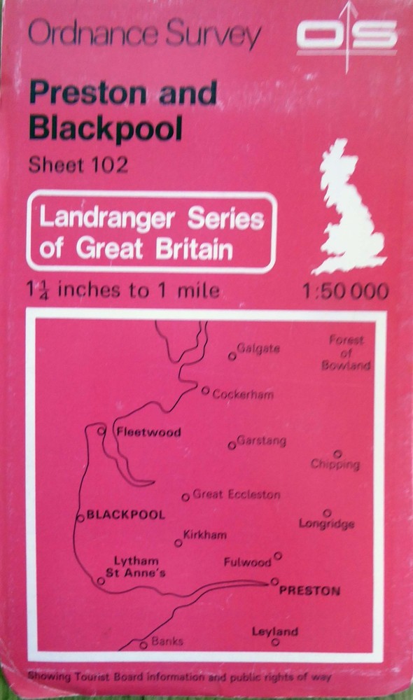 Landranger 102. Preston and Blackpool. OS 1:50,000 Map. Ordnance Survey. Vintage