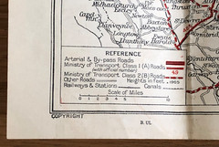 Vintage 1960s road map, 50 miles about Birmingham, Geographia, cloth backed
