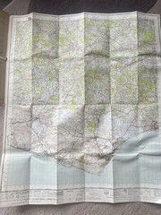 Ordnance Survey Vintage Cloth Map 1952 50s Eastbourne Lewes Bexhill Free Post UK