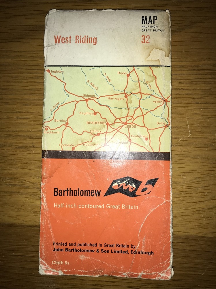 Bartholomew’s Half Inch Maps Cloth West Riding Sheet 32