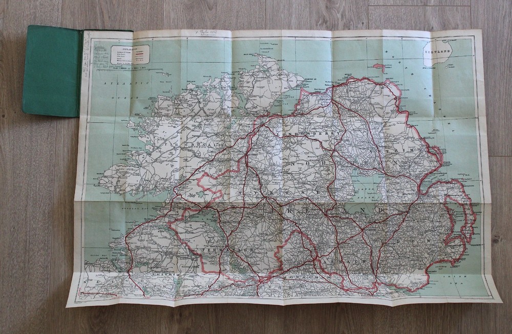 Bacon’s Motoring & Cycling Road Map NORTH IRELAND Colour Cloth Fold Out Dublin
