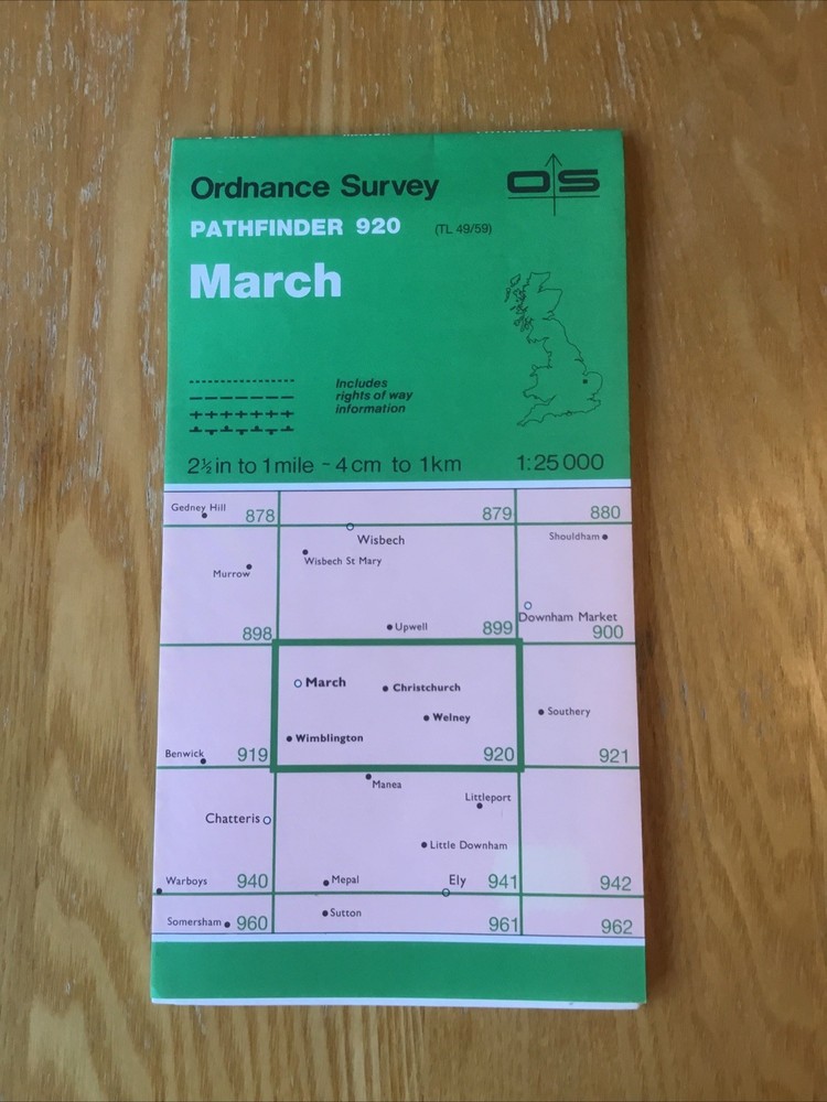 1988 Ordnance Survey Pathfinder Map 920 TL 49/59 March (inc Wimblington & Welney