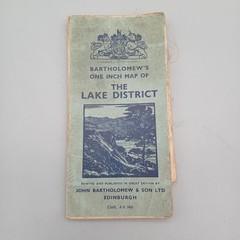 Bartholomew’s One Inch Map of the Lake District c1947 Cloth Folded Vintage Map
