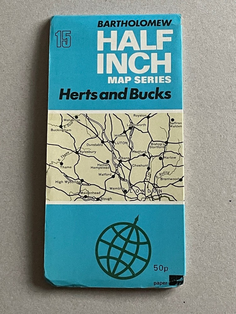 Bartholomew, Half Inch Map Series, No:15, Herts & Bucks