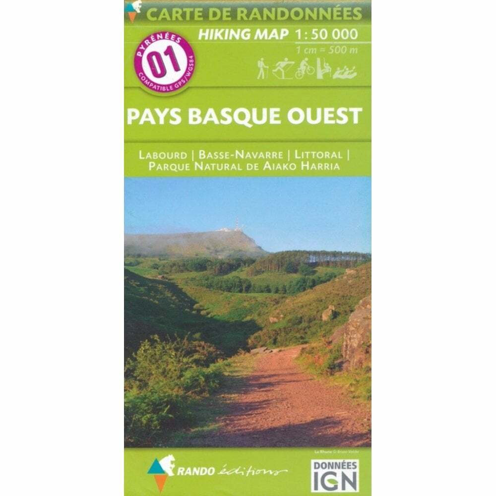 Pyrenees Map: 01 Pays Basque Ouest Rando Editions France walking hiking
