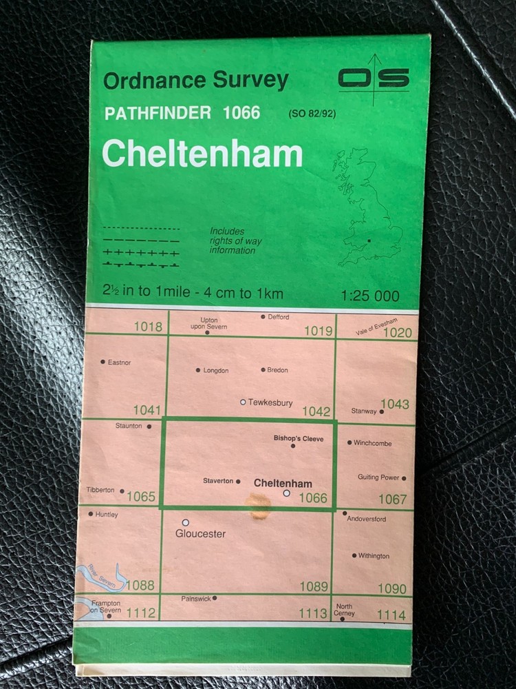 Ordnance Survey Map Pathfinder 1066 Cheltenham SO 82/92 1:25000
