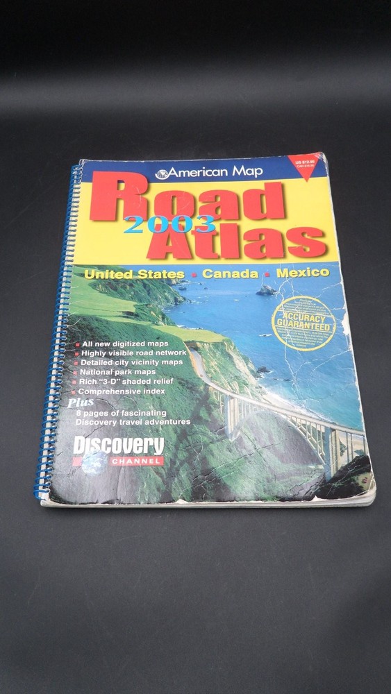 American Map Road Atlas 2003 US Canada Mexico Spiral-Bound Travel Guide Vintage