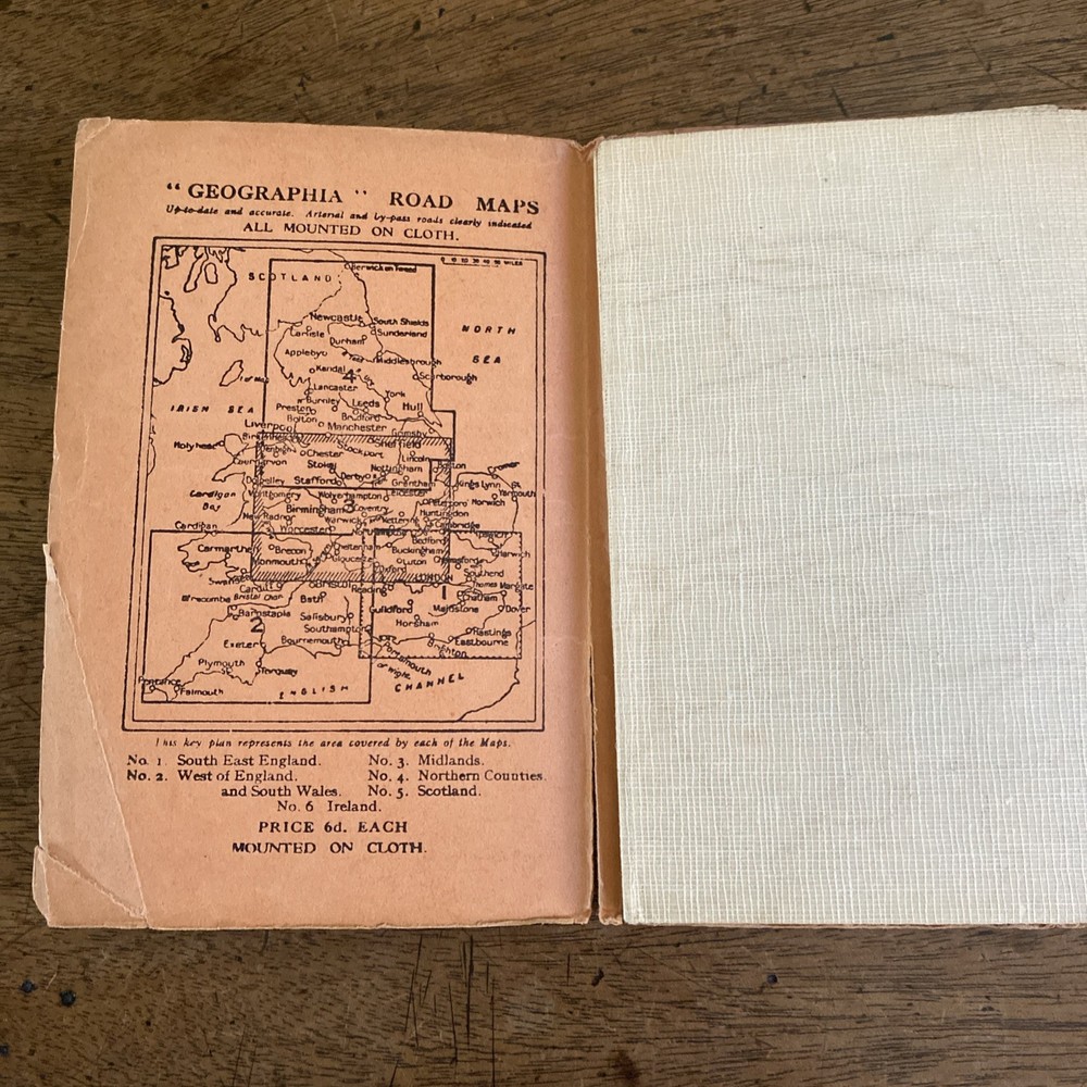 Road Map of Kent Price 6d Mounted on Cloth VGC Geographia