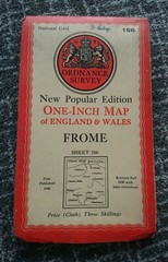 VINTAGE 1946 ORDNANCE SURVEY 1″ CLOTH MAP SHEET 166 FROME 1 INCH NATIONAL GRID