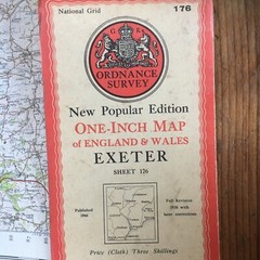 vintage ordnance survey Map Of Exeter 1946 Cloth Backed