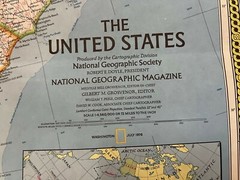 National Geographic Magazine, Folded Paper Map, United States, 1976