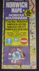 Norwich Maps+ Norfolk Routefinder centre county suburbs Tudor Store vintage 1986