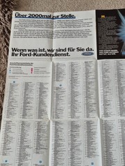 Vintage Ford Customer Service Folding Map Of Germany 1984