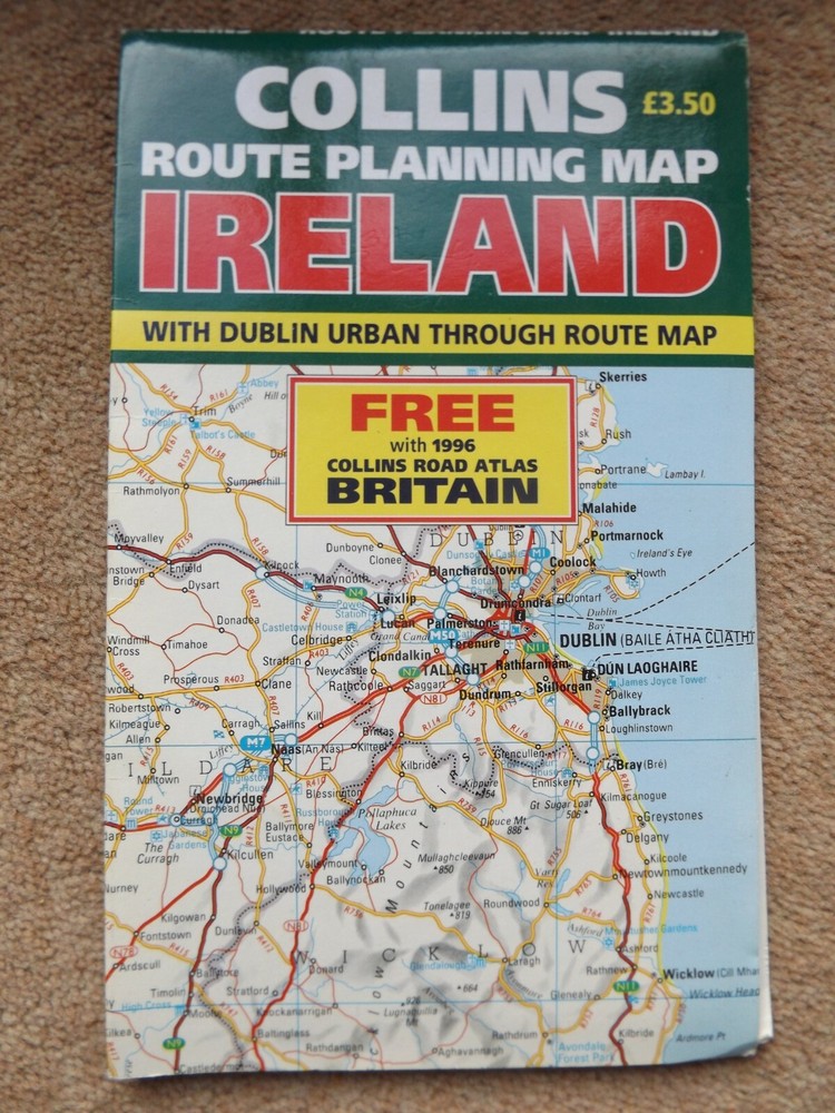 COLLINS ROUTE PLANNING MAP IRELAND 1985 PAPERBACK