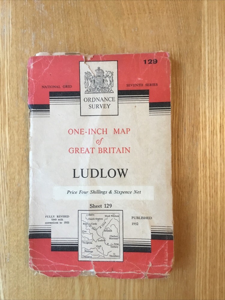1955 Ordnance Survey One Inch Seventh Series Map 129 Ludlow (incl Leominster )