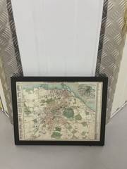 FRAMED. Rare Old Map of Edinburgh Bartholomew’s Pocket Plan, 1921. 12x16cm.