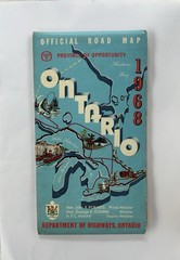 Vintage 1968 Ontario Canada Fold Out Paper Map Travel