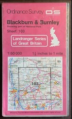 OS Ordnance Survey Landranger Map 1989, Sheet 103 – BLACKBURN & BURNLEY