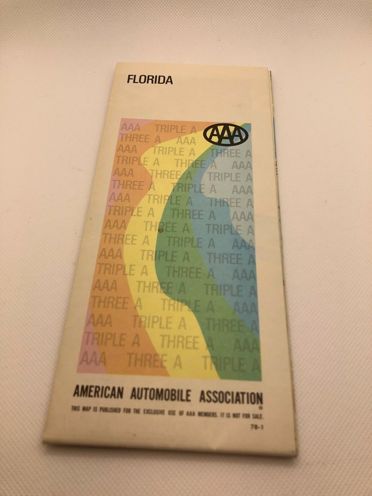 LIKE New – 1977 AAA American Automobile Association Florida Road Map – L@@K