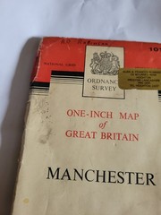 Vintage Road Map Of England Manchester Stockport Oldham Middleton Stretford