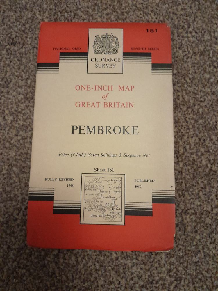 O.S. SEVENTH SERIES ONE INCH SHEET 151 PEMBROKE ON CLOTH cir 1952 VGC
