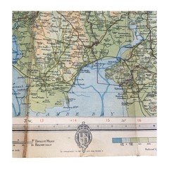 Bartholomews English Lakes Folded Cloth Map Half Inch Contoured Vintage Pre 1936