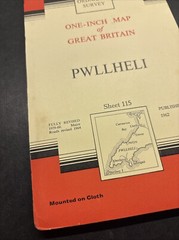 Vintage Ordnance Survey Map 7th series One Inch Cloth Mounted Pwllheli 1964