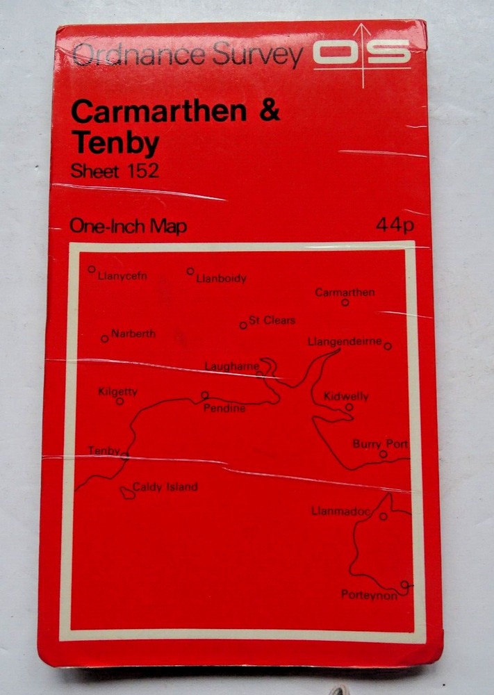 Ordnance Survey Map One Inch Map – Carmarthen & Tenby – Sheet 152 – 1966