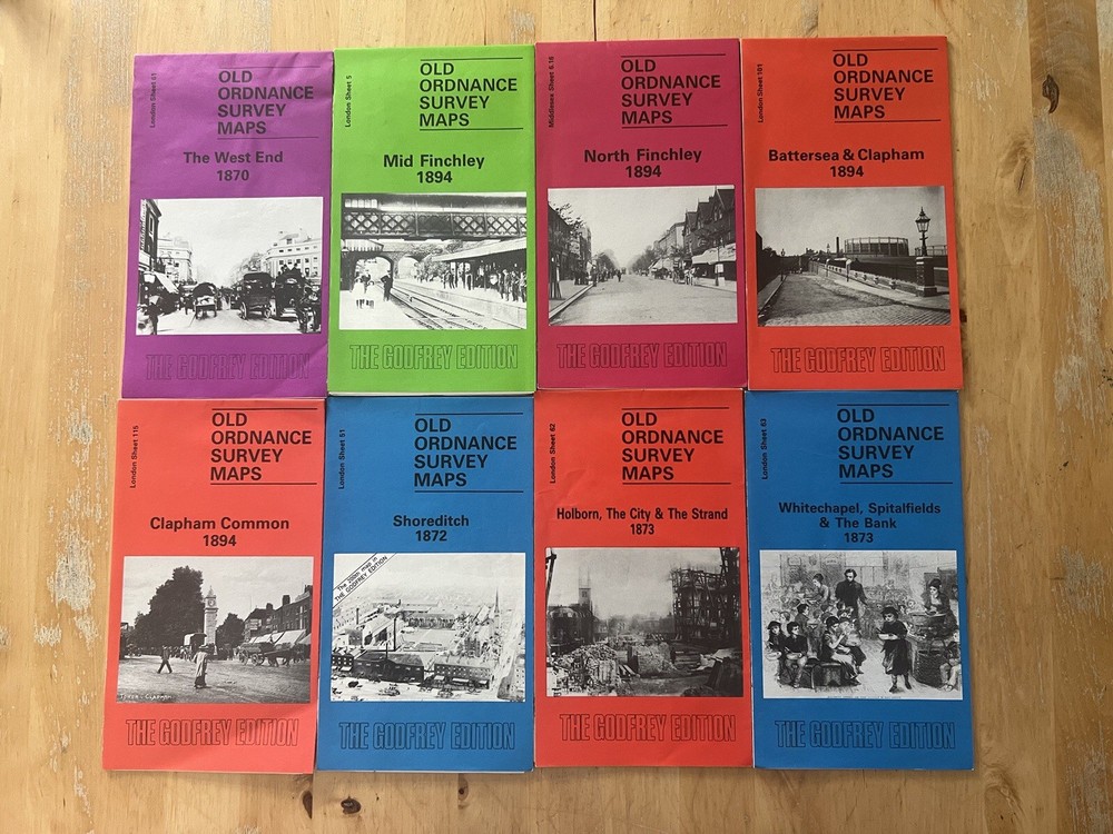 8 Godfrey Edition Old Ordnance Survey Maps Of London – Family History