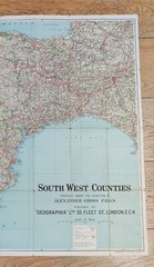 Geographia Road Map Of The SOUTH-WESTERN COUNTIES Revised 1921
