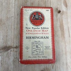 BIRMINGHAM Ordnance Survey Cloth Sixth Series One Inch 1947 Sheet 131 Redditch