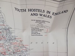 Youth Hostels in England & Wales map 1948 Great Britain Vintage Map Chart