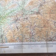 vintage Bartholomews cloth backed map of North Lancashire