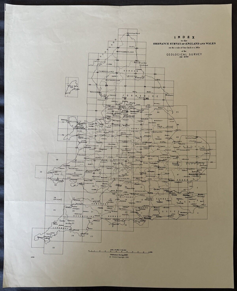 Ordnance Survey Index One Inch Geological Maps (Old Series) 1923 (1959)