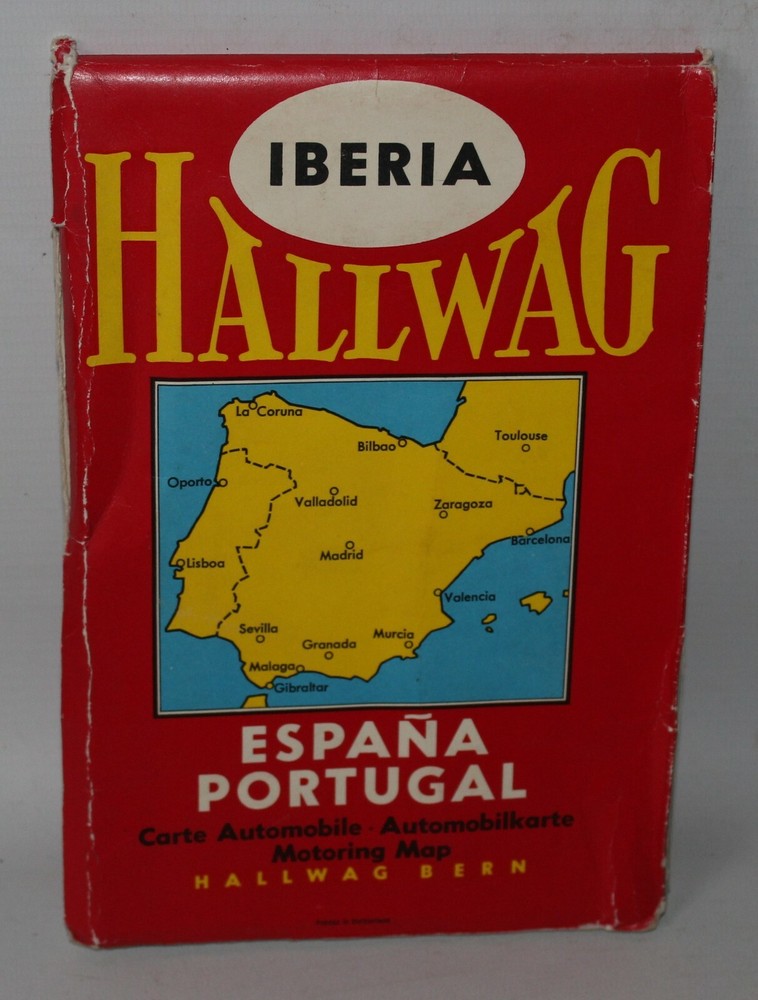 Spain & Portugal – Hallwag 1:1,000,000 Motoring Map – 1963