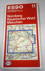 Nuremberg, Bayerischer Wald, Munich Germany Road Map Esso 11
