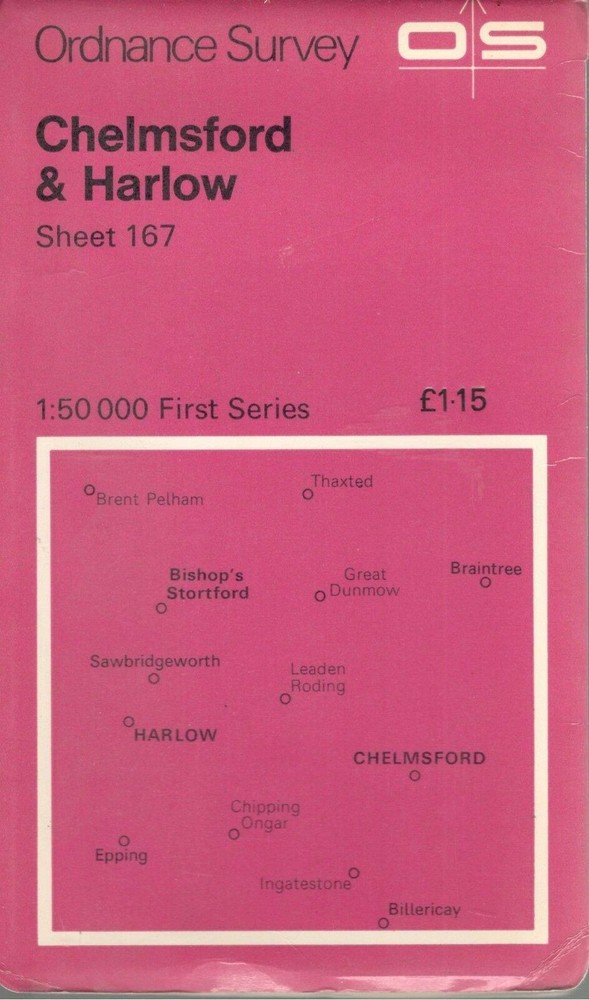 CHELMSFORD HARLOW No 167 1977 39771 1.500 000 Landranger Ordnance Survey Map