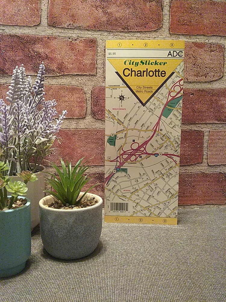Vtg 1998 ADC The Map People Charlotte NC City Slicker Laminated City Map NEW!