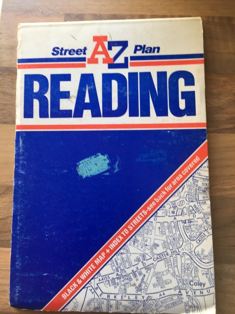 READING map folded approx 1980S-1990s A-Z