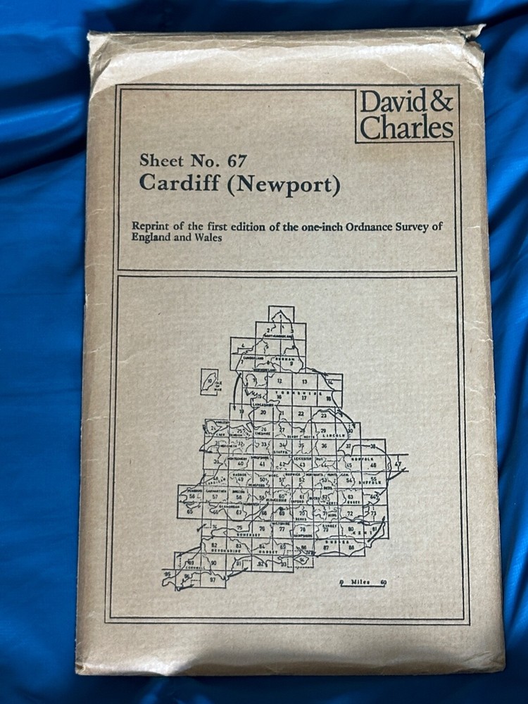 David & Charles, OS Map ,1st Edition,1 Inch Reprint, Cardiff ( Newport ). No:67