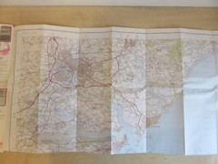 O S Landranger Maps x 3 Cambridge, Bury St Edmunds & Ipswich with covers.