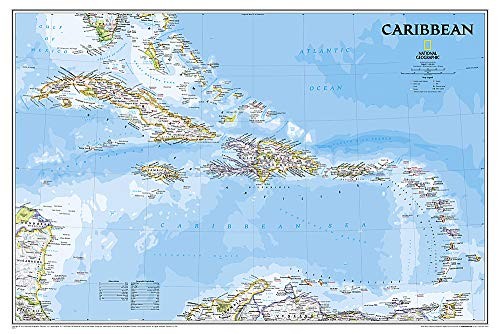 NATIONAL GEOGRAPHIC: CARIBBEAN CLASSIC WALL MAP – By National Geographic Maps