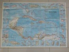 National Geographic Map January 1970 West Indies & Central America Folded Paper